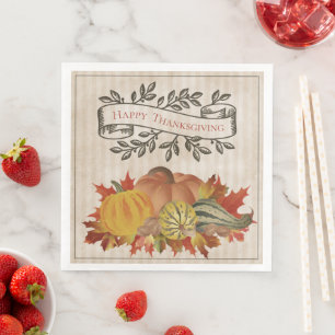 Serviette En Papier Beige Thanksgiving Citrouilles et Squash