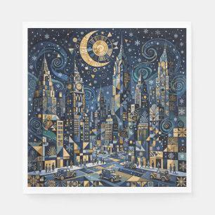 Serviette En Papier Bel Hiver Dans La Grande Ville