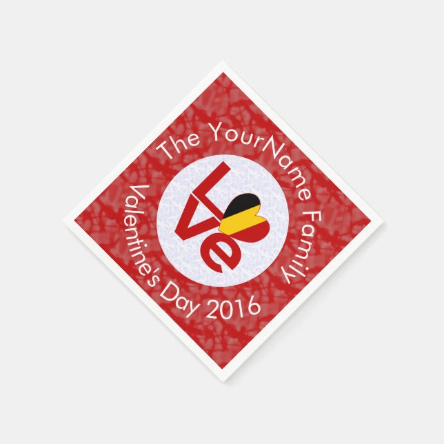 Serviette En Papier Belgique Red LOVE Drapeau personnalisé (Coin)