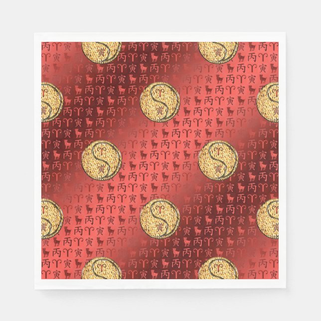 Serviette En Papier Bélier et Tiger (Devant)