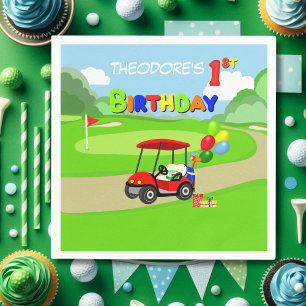 Serviette En Papier Belle 1er anniversaire Red Golf Cart Boy's