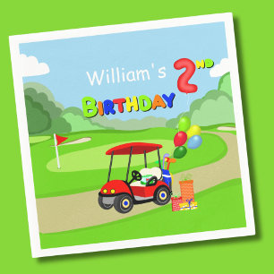 Serviette En Papier Belle 2e anniversaire Red Golf Cart Boy's