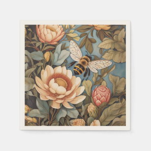 Serviette En Papier Belle Abeille De Jardin Avec Fleurs Protea