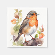 Belle aquarelle américaine Robin Bird