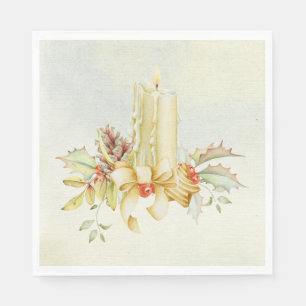 Serviette En Papier Belle Aquarelle de Noël Design bougie