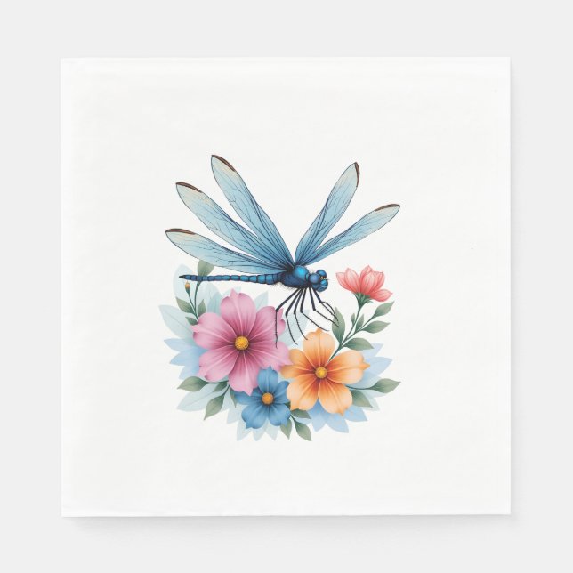 Serviette En Papier Belle Aquarelle Dragonfly Art Insect Lover Ea (Devant)