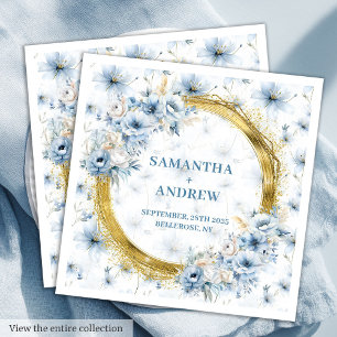 Serviette En Papier Belle aquarelle Dusty Blue or Accent Napkin