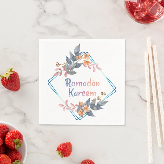 Serviette En Papier Belle aquarelle Floral Ramadan Kareem (En situation)