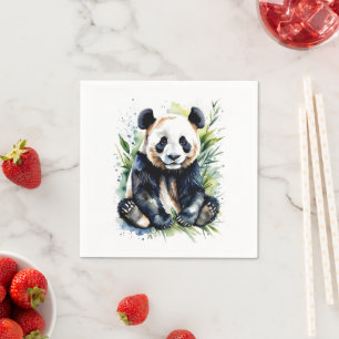 Serviette En Papier Belle aquarelle Panda Bear