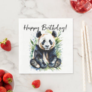 Serviette En Papier Belle aquarelle Panda Ours Anniversaire
