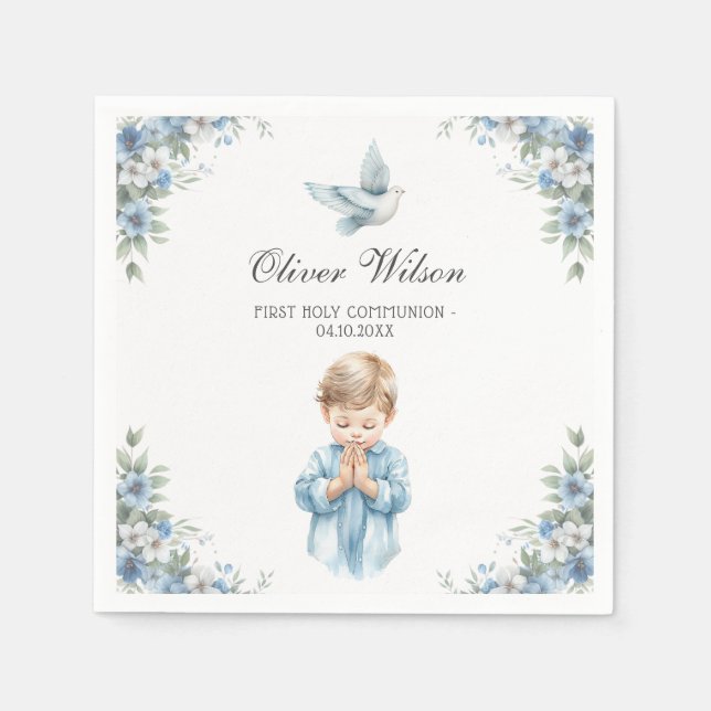 Serviette En Papier Belle aquarelle Première sainte communion (Devant)