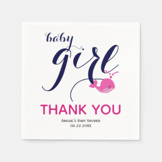 Serviette En Papier Belle baleine rose océan Merci bébé fille douche