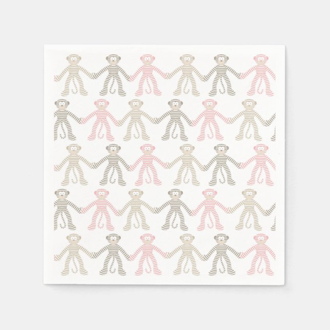 Serviette En Papier Belle Bébé Sock Singe (Devant)