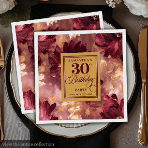 Serviette En Papier Belle Brousse Bourgogne Or Boho 30e anniversaire