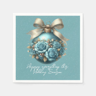 Serviette En Papier Belle Cascade de Noël Turquoise Roses