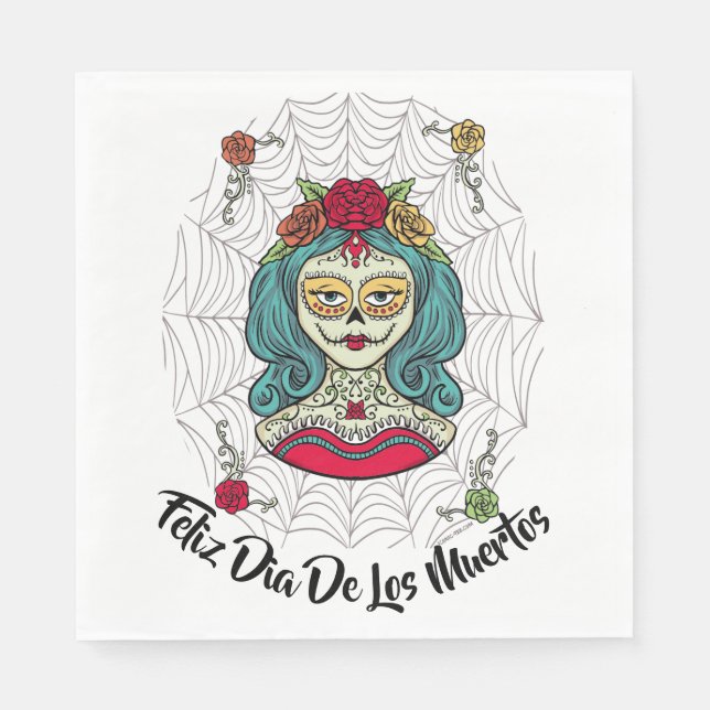 Serviette En Papier Belle Catrina Feliz Día de Muertos (Devant)