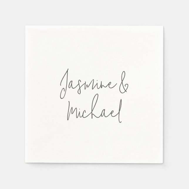 Serviette En Papier Belle Chic Calligraphie Couple Noms (Devant)