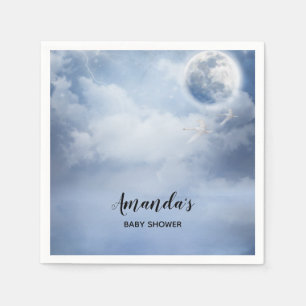 Serviette En Papier Belle Ciel Bleu avec des Cygnes Volants Baby Showe