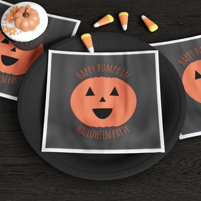 Serviette En Papier Belle Citrouille Joyeuse Halloween Party Napkins (Happy Pumpkin Day! Cute napkins for your Halloween party)