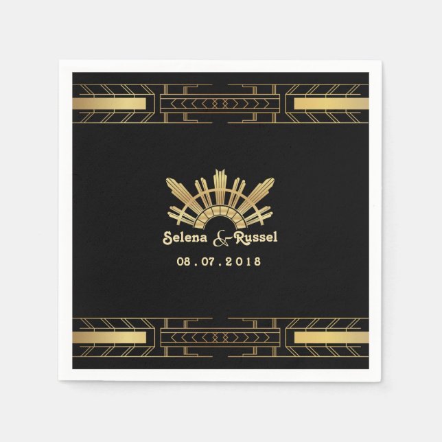 Serviette En Papier Belle Classique Art Déco Mariage serviettes (Devant)