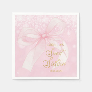 Serviette En Papier Belle Coquette Pink Ribbon Bows Sweet 16 Seteen