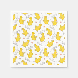 Serviette En Papier Belle Danching Jaune Poussins de Pâques