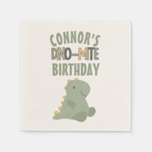 Serviette En Papier Belle Dinosaure Vert Fête d'Anniversaire des jeune