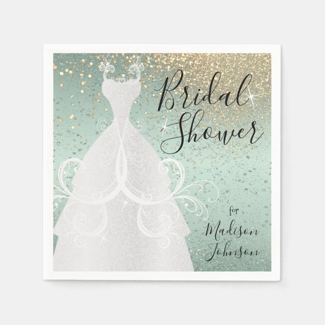 Serviette En Papier Belle Fête de Mariage - Vert Menthe (Devant)