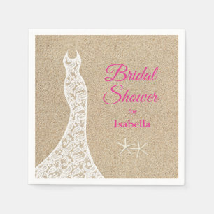 Serviette En Papier Belle Fête des mariées de plage Napkin en rose