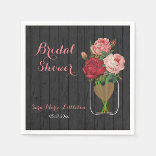 Serviette En Papier Belle Fête des mariées de Rose Mason Jar