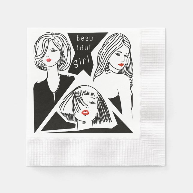 Serviette En Papier belle fille (Devant)