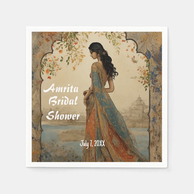 Serviette En Papier Belle fille en Sari Personnalisée (Devant)