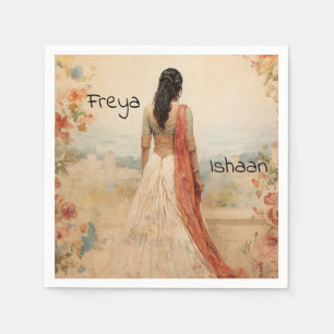 Serviette En Papier Belle fille en Sari Personnalisée