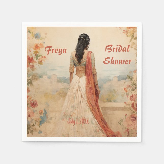 Serviette En Papier Belle fille en Sari Personnalisée (Devant)