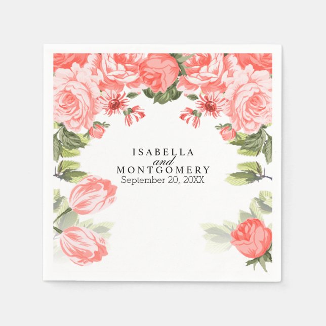 Serviette En Papier Belle Fleur de Corail (Devant)