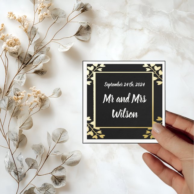 Serviette En Papier Belle Fleur rose sur Rose Gold Cocktail napkin (Créateur téléchargé)