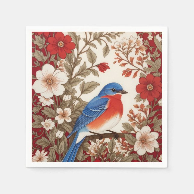 Serviette En Papier Belle Fleur Rouge de Merlebleu de l'Est  (Devant)
