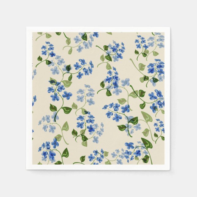 Serviette En Papier Belle florale sans couture motif oublier-me-pas bl (Devant)