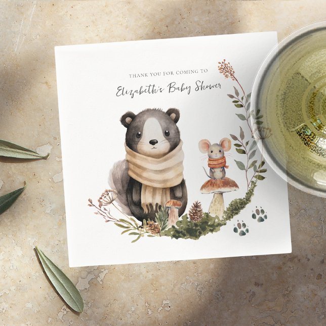 Serviette En Papier Belle forêt d'automne | Baby shower serviettes (Créateur téléchargé)