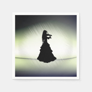 Serviette En Papier Belle Gitane Joue Violon Vert