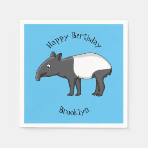 Serviette En Papier Belle illustration de tapir de dessin animé