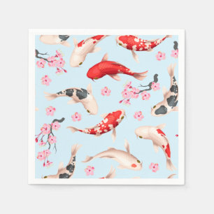 Serviette En Papier Belle japonaise Floral Koi poisson Napkins