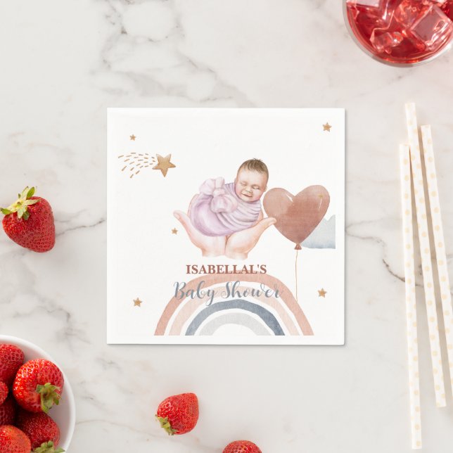 Serviette En Papier Belle lune étoile baby shower enfants afro-américa (En situation)