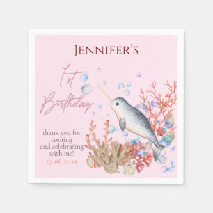 Serviette En Papier Belle mer bébé Narwhal coquilles Anniversaire