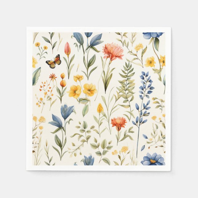 Serviette En Papier Belle nature Fleur sauvage Mariage Florale tendanc (Devant)