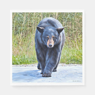 Serviette En Papier Belle Ours Noir - Papier Napkin