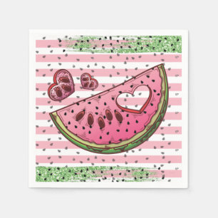 Serviette En Papier Belle pastèque rose Parties scintillant verte Anni