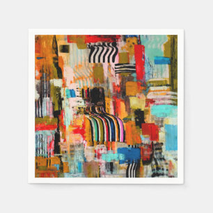 Serviette En Papier Belle peinture abstraite colorée