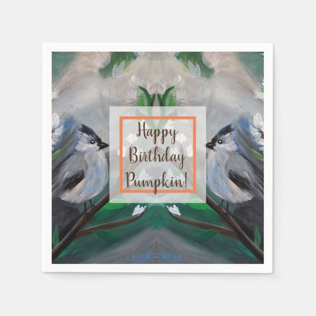 Serviette En Papier Belle peinture de printemps d'oiseaux (Devant)