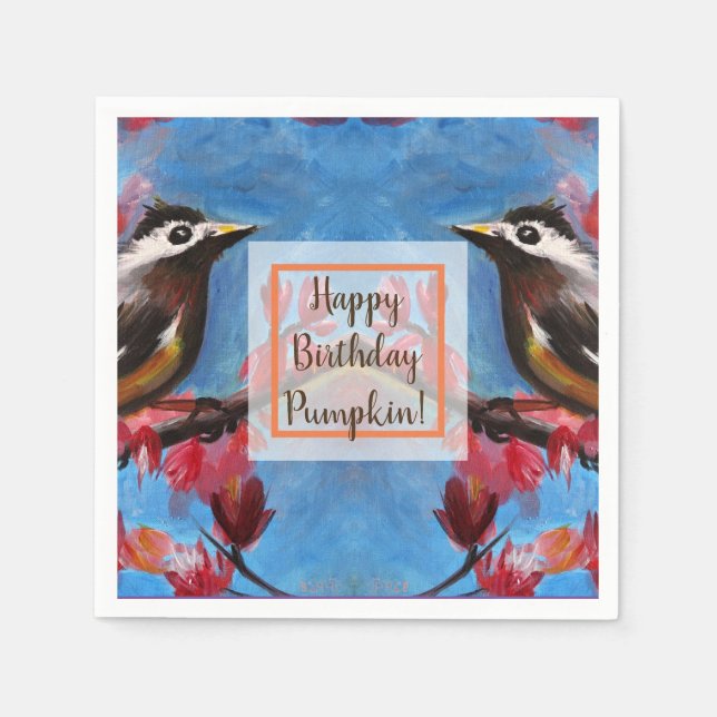 Serviette En Papier Belle peinture de printemps d'oiseaux (Devant)